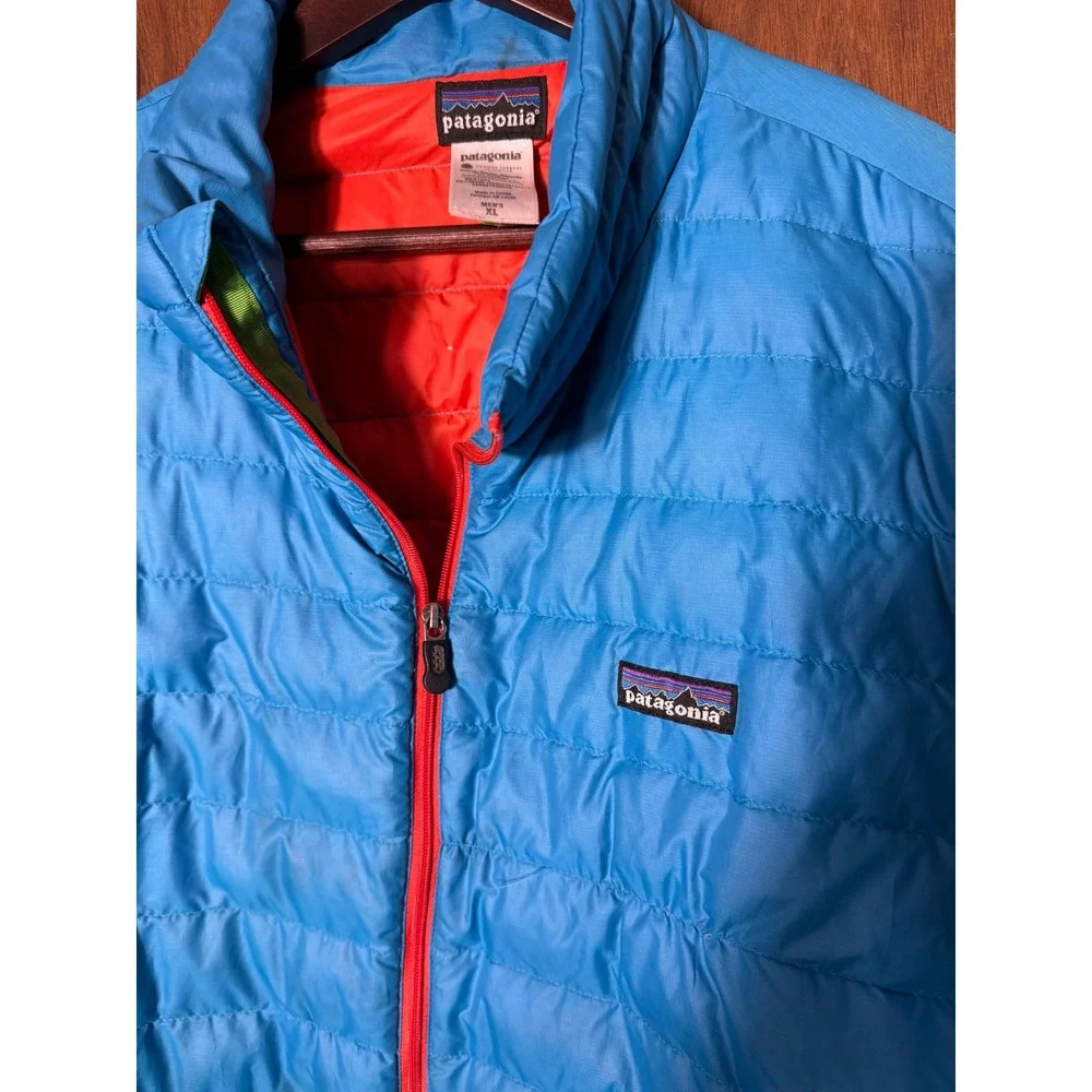 Patagonia Down Sweater Mens XL Blue EUC Full Zip Quilted Puffer